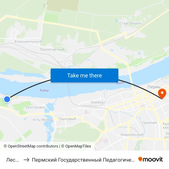 Лесоцех to Пермский Государственный Педагогический Университет map