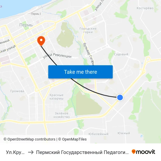 Ул.Крупской to Пермский Государственный Педагогический Университет map