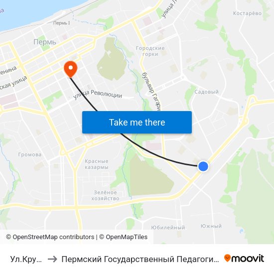 Ул.Крупской to Пермский Государственный Педагогический Университет map