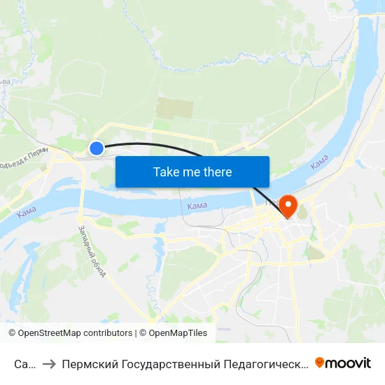 Сады to Пермский Государственный Педагогический Университет map