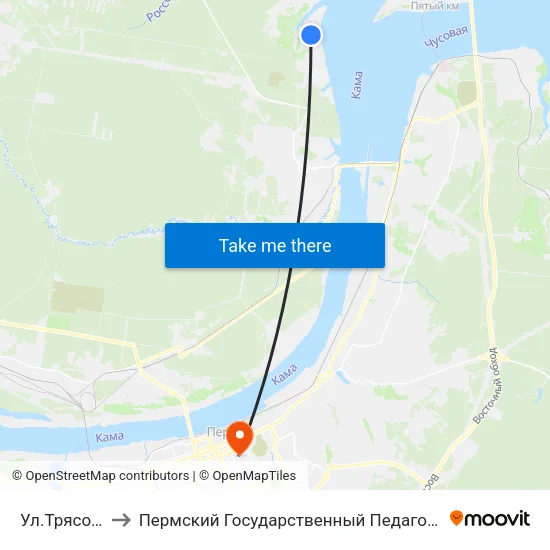 Ул.Трясолобова to Пермский Государственный Педагогический Университет map