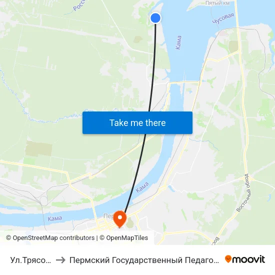 Ул.Трясолобова to Пермский Государственный Педагогический Университет map