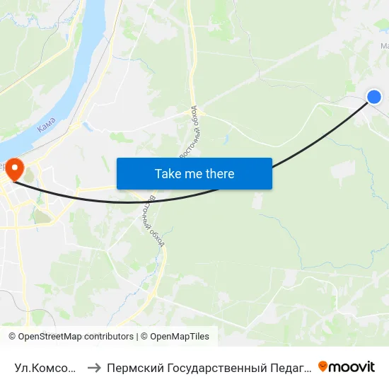 Ул.Комсомольская to Пермский Государственный Педагогический Университет map