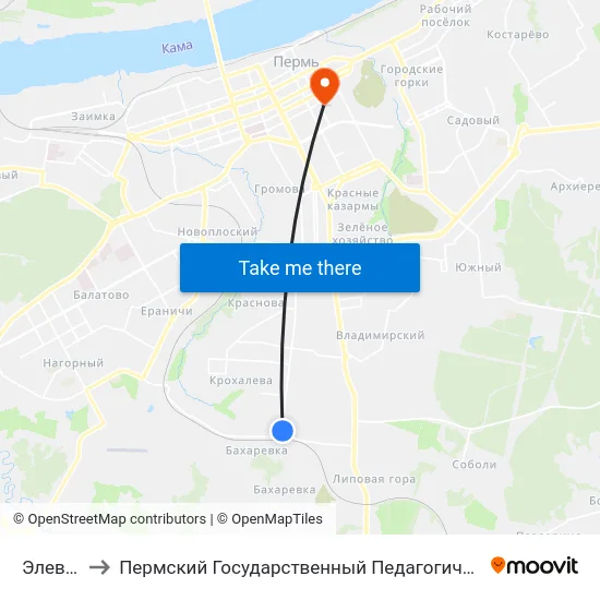 Элеватор to Пермский Государственный Педагогический Университет map