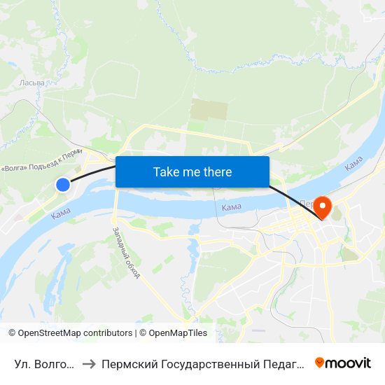 Ул. Волгодонская to Пермский Государственный Педагогический Университет map