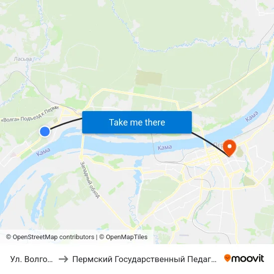 Ул. Волгодонская to Пермский Государственный Педагогический Университет map