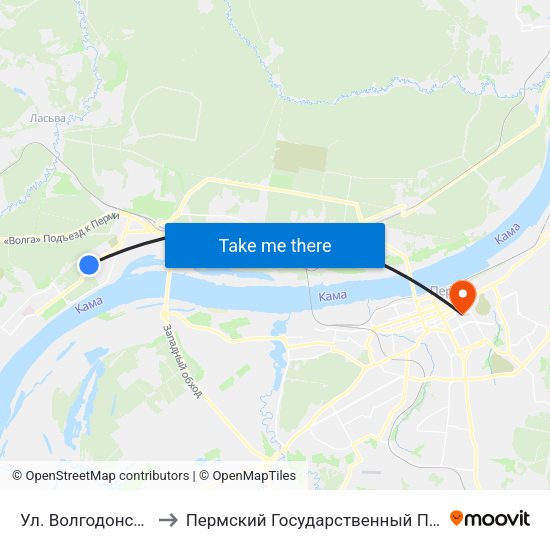 Ул. Волгодонская (Из Города) to Пермский Государственный Педагогический Университет map