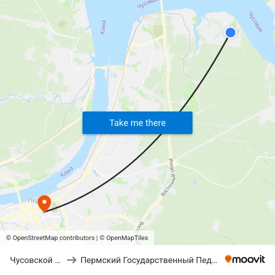 Чусовской Водозабор to Пермский Государственный Педагогический Университет map