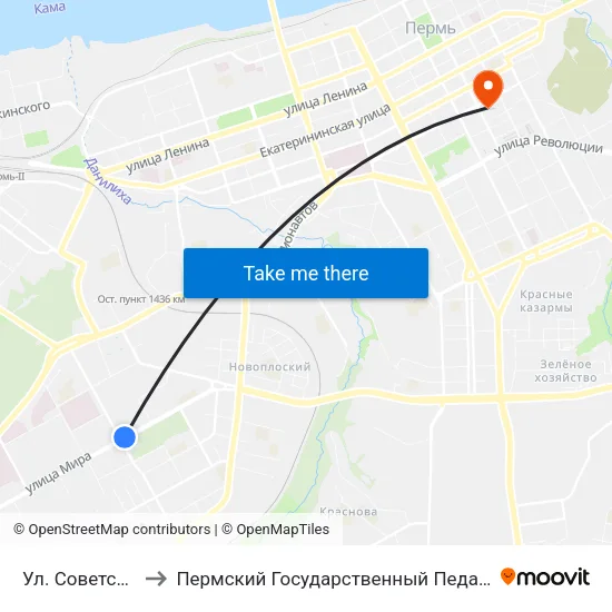 Ул. Советской Армии to Пермский Государственный Педагогический Университет map