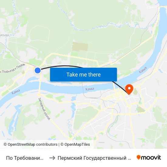 По Требованию (Красав. Мост) to Пермский Государственный Педагогический Университет map