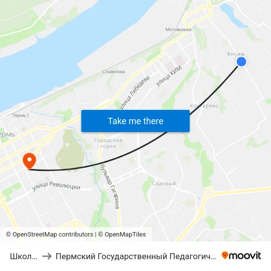 Школьная to Пермский Государственный Педагогический Университет map