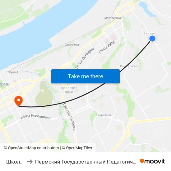 Школьная to Пермский Государственный Педагогический Университет map