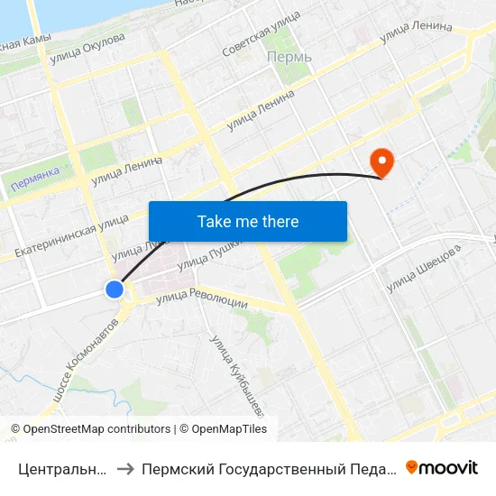 Центральный Рынок to Пермский Государственный Педагогический Университет map