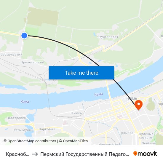 Красноборская to Пермский Государственный Педагогический Университет map