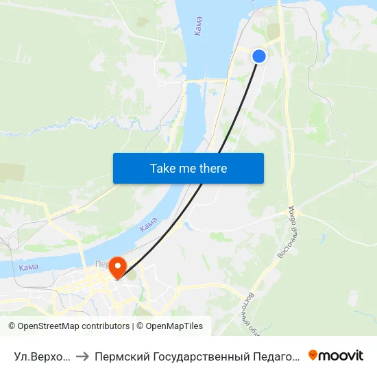 Ул.Верхоянская to Пермский Государственный Педагогический Университет map