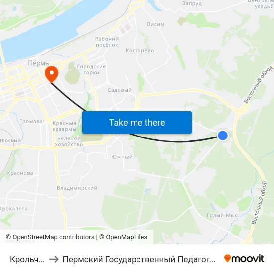 Крольчатник to Пермский Государственный Педагогический Университет map
