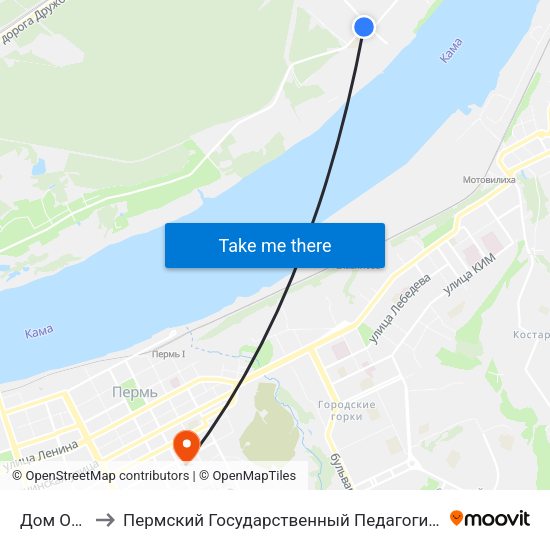 Дом Отдыха to Пермский Государственный Педагогический Университет map