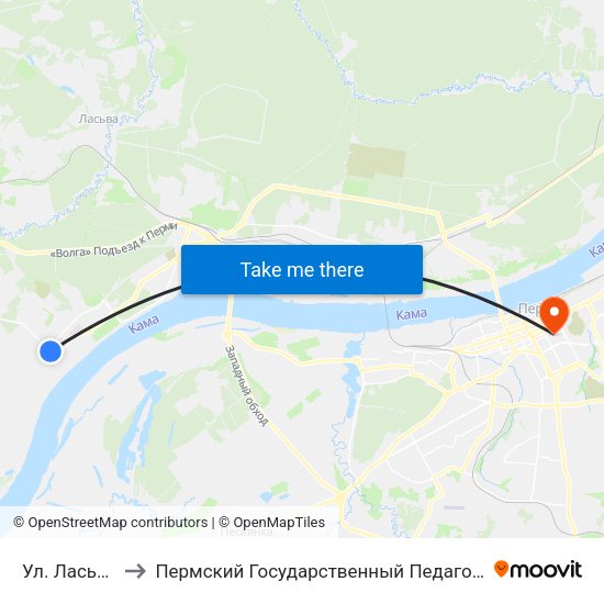 Ул. Ласьвинская to Пермский Государственный Педагогический Университет map
