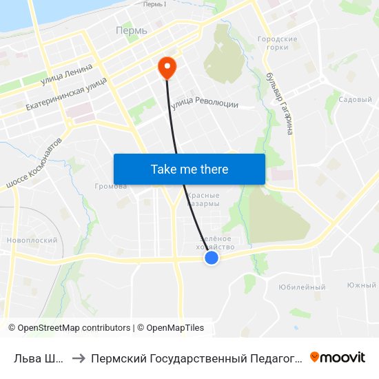Льва Шатрова to Пермский Государственный Педагогический Университет map