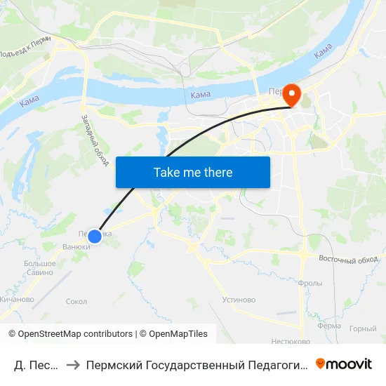 Д. Песьянка to Пермский Государственный Педагогический Университет map