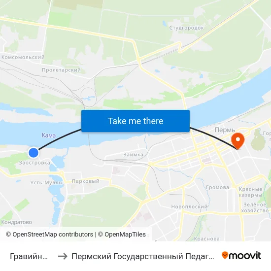 Гравийный Завод to Пермский Государственный Педагогический Университет map