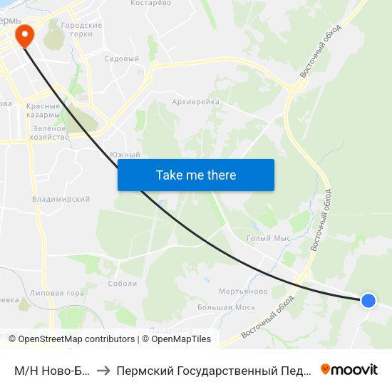 М/Н Ново-Бродовский to Пермский Государственный Педагогический Университет map