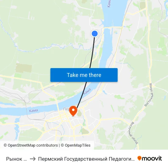 Рынок Гайва to Пермский Государственный Педагогический Университет map