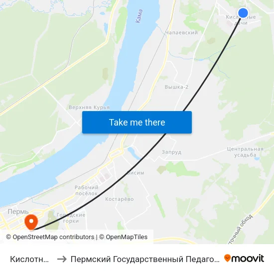 Кислотные Дачи to Пермский Государственный Педагогический Университет map