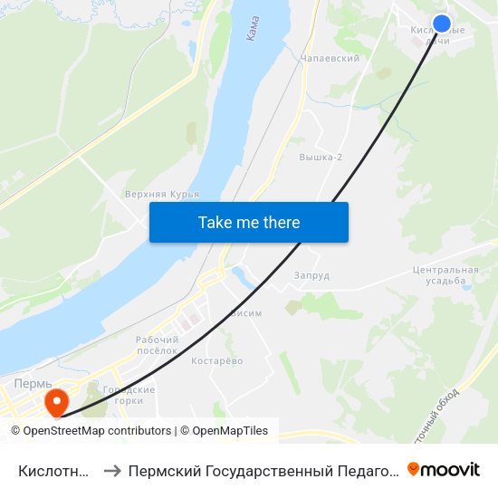 Кислотные Дачи to Пермский Государственный Педагогический Университет map