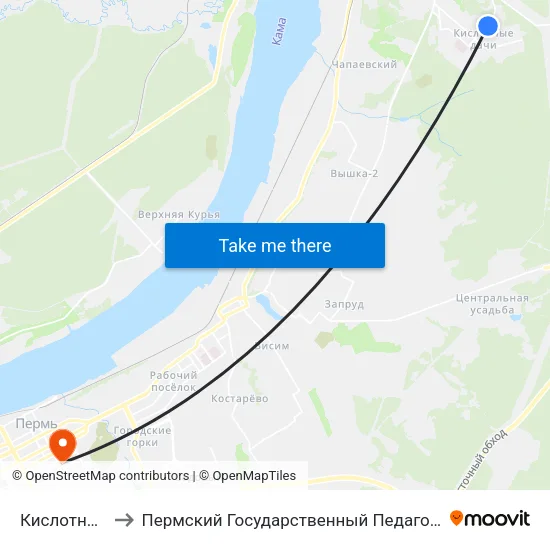 Кислотные Дачи to Пермский Государственный Педагогический Университет map