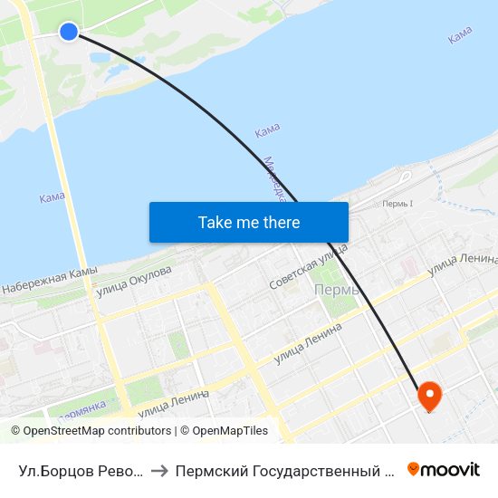 Ул.Борцов Революции (Б.Револ) to Пермский Государственный Педагогический Университет map