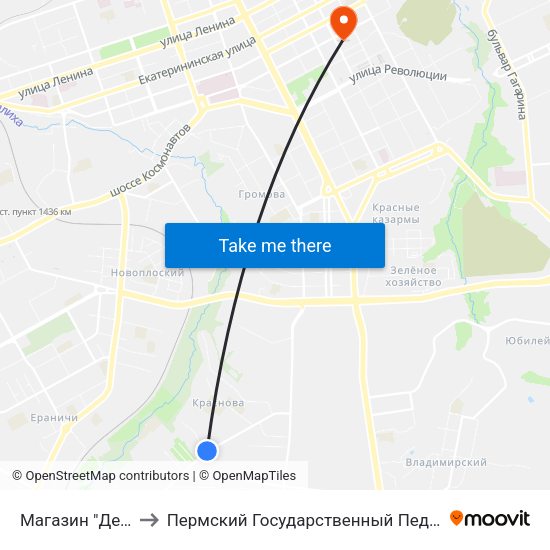 Магазин "Детский Мир" to Пермский Государственный Педагогический Университет map