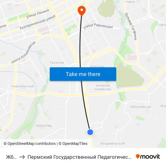 Жбк-1 to Пермский Государственный Педагогический Университет map