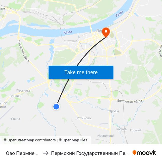 Оао Пермнефтеоргсинтез to Пермский Государственный Педагогический Университет map