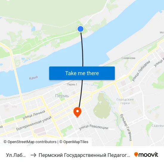 Ул.Лабинская to Пермский Государственный Педагогический Университет map