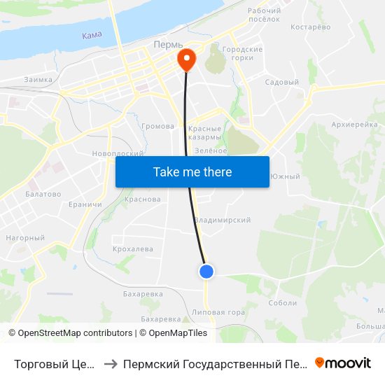 Торговый Центр"Баумолл" to Пермский Государственный Педагогический Университет map