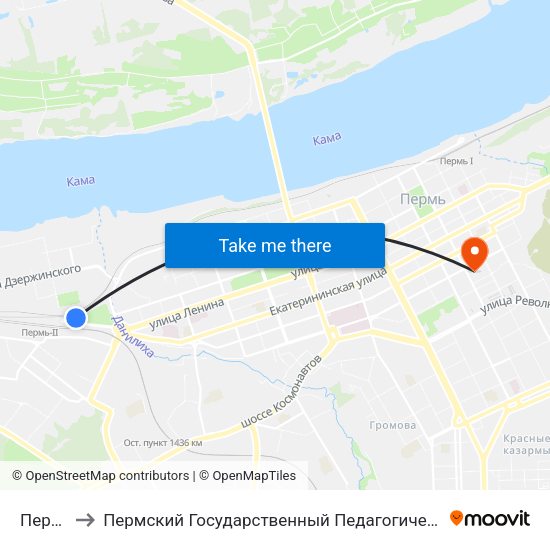 Пермь 2 to Пермский Государственный Педагогический Университет map