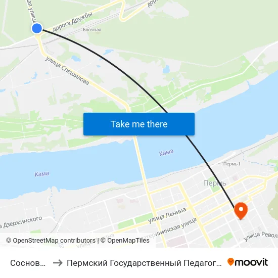 Сосновый Бор to Пермский Государственный Педагогический Университет map