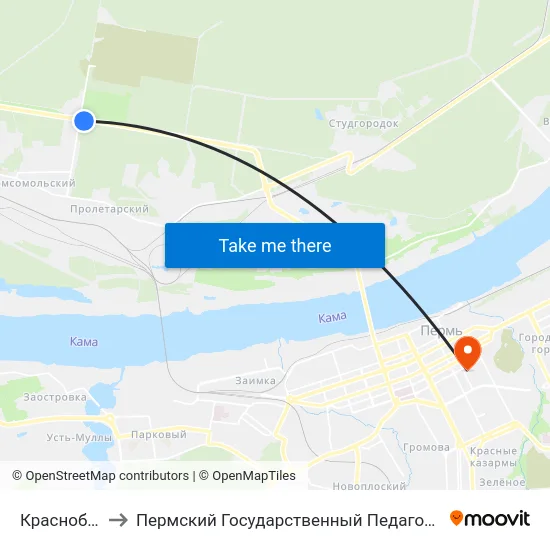 Красноборская to Пермский Государственный Педагогический Университет map