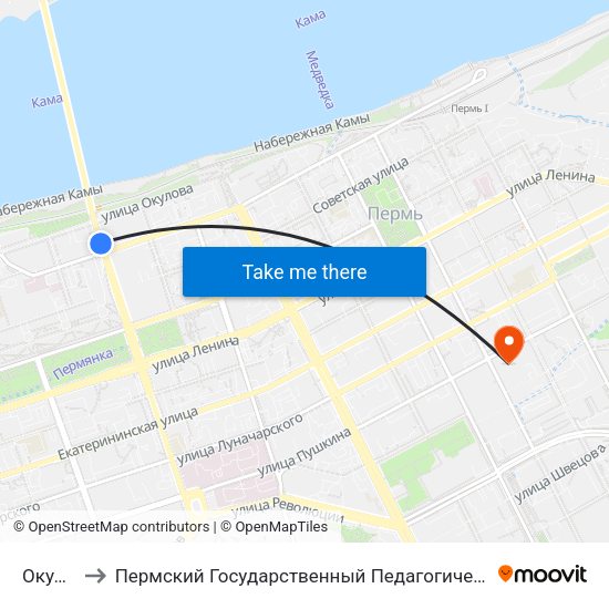 Окулова to Пермский Государственный Педагогический Университет map