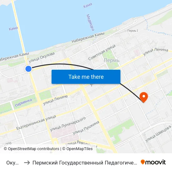 Окулова to Пермский Государственный Педагогический Университет map