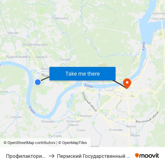 Профилакторий (Новый Крым) to Пермский Государственный Педагогический Университет map