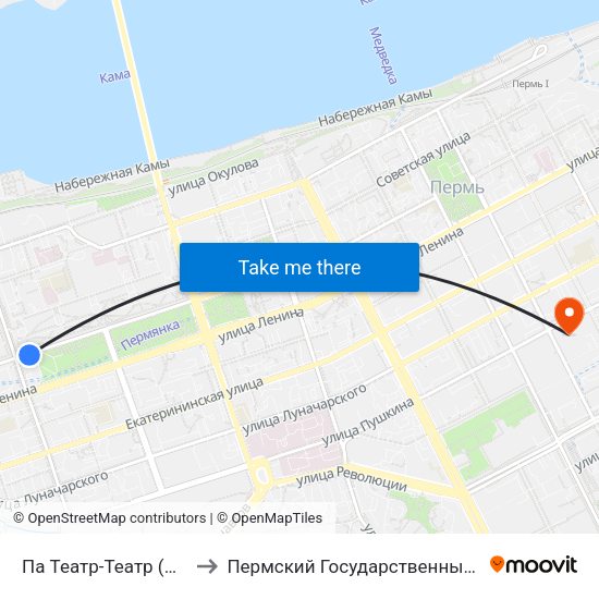 Па Театр-Театр (По Петропавловской) to Пермский Государственный Педагогический Университет map