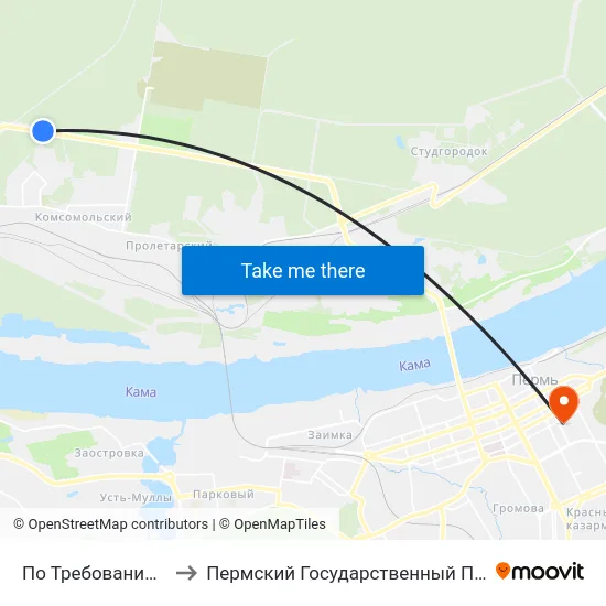 По Требованию (Ул. Якутская) to Пермский Государственный Педагогический Университет map