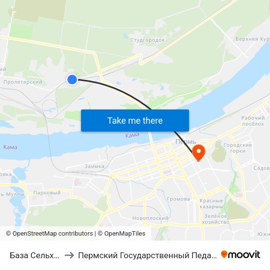 База Сельхозтехники to Пермский Государственный Педагогический Университет map