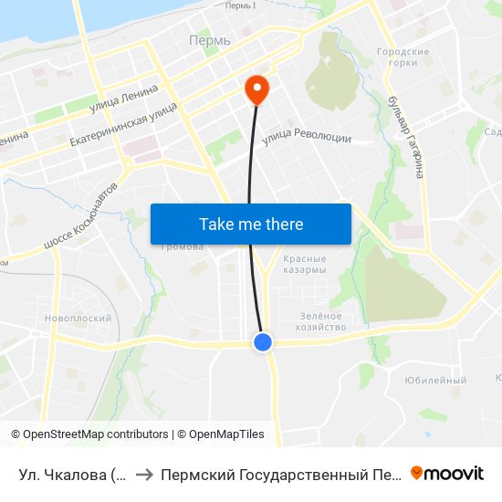 Ул. Чкалова (По Г. Хасана) to Пермский Государственный Педагогический Университет map