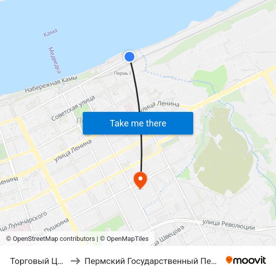 Торговый Центр Речник to Пермский Государственный Педагогический Университет map