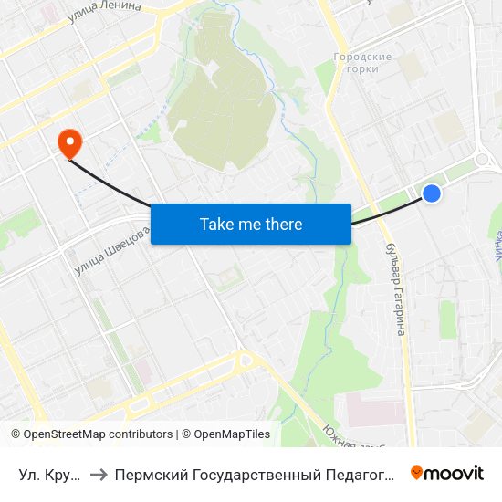 Ул. Крупской to Пермский Государственный Педагогический Университет map