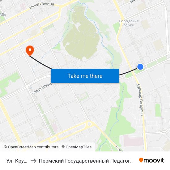 Ул. Крупской to Пермский Государственный Педагогический Университет map