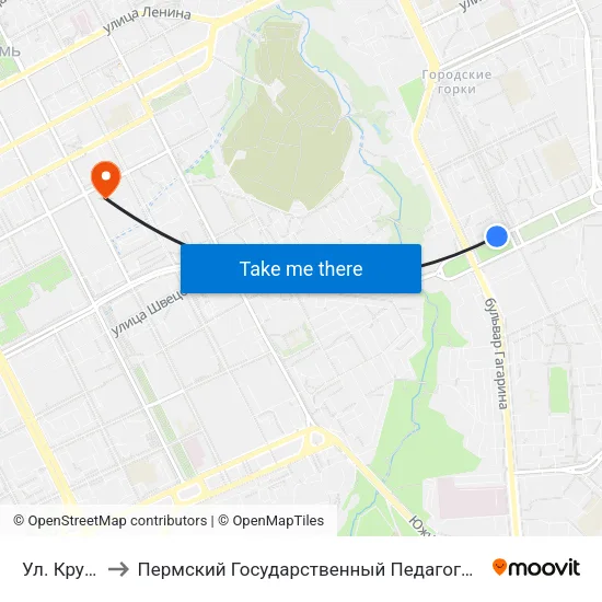 Ул. Крупской to Пермский Государственный Педагогический Университет map
